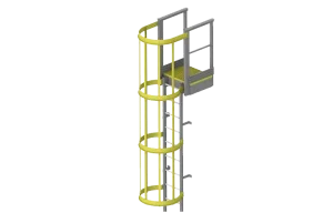 Yellow and Grey coloured GRP Ladder